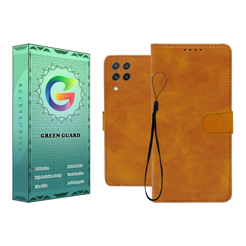 کیف کلاسوری گرین گارد طرح چرمی مدل Landing مناسب برای گوشی موبایل سامسونگ Galaxy A12 / M12 / F12 به همراه بند آویز