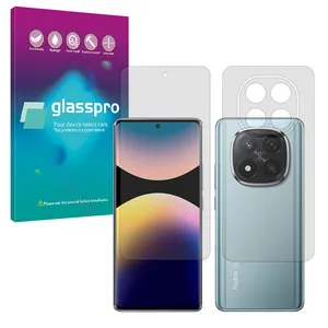 Glass pro Transparent model Resistant screen protector suitable for Xiaomi Redmi Note 14 Pro Plus 5G mobile phone along with the back of the phone