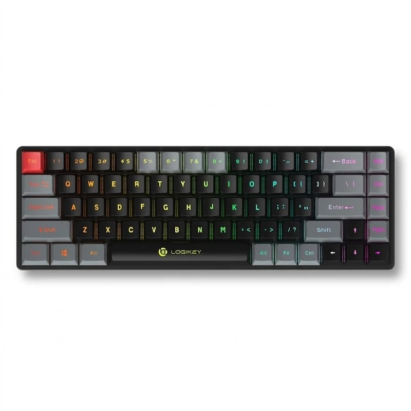 کیبورد گیمینگ بی سیم لاجی کی مدل K410B، سوییچ مکانیکال قرمز، Tenkeyless، نورپردازی RGB