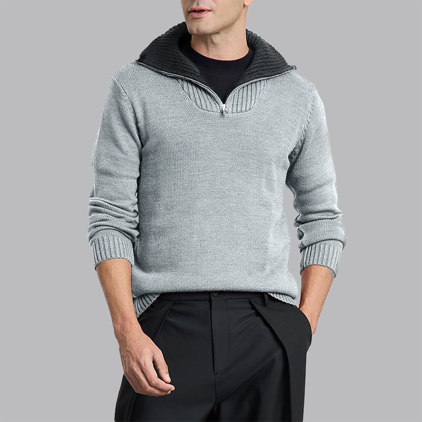 پلیور یقه برگردان مردانه مدل 820033038 طرح ترندیول -  - 10