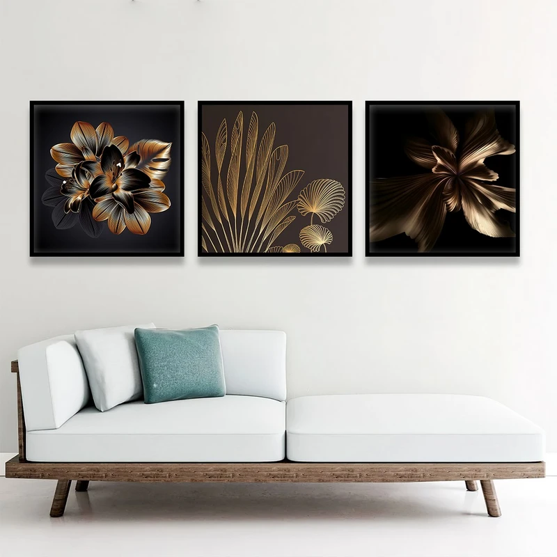 تابلو بکلیت طرح گرافیکی گل مدل شاین اکلیلی B-800 مجموعه 3 عددی