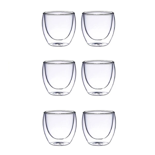 لیوان دوجداره  مدل بدون دسته بسته 6 عددی