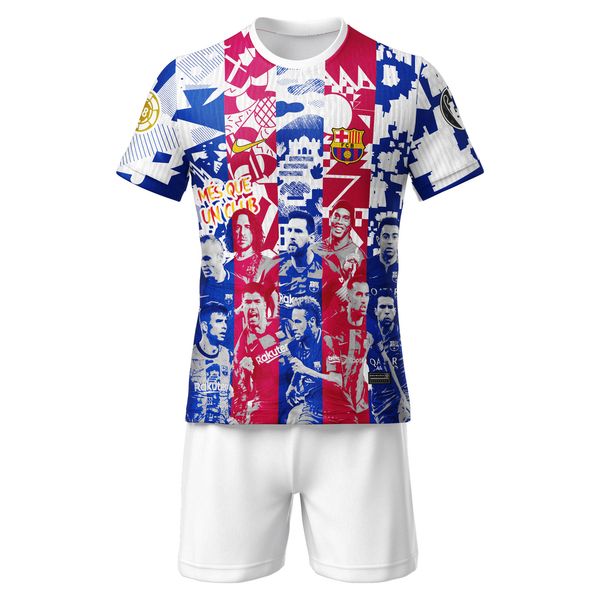 ست تیشرت و شلوارک ورزشی پسرانه مدل اسطوره های بارسلونا کد 512