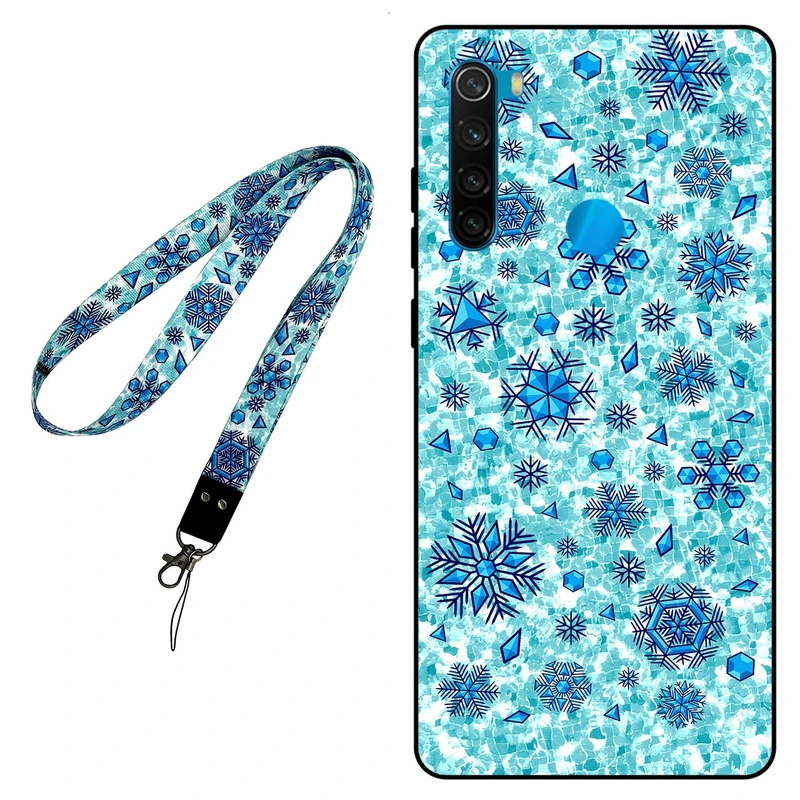 کاور مگافون طرح برف مدل 0014 مناسب برای گوشی موبایل شیائومی Redmi Note 8 به همراه بند گردنی 