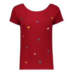 بلوز آستین کوتاه زنانه مدل گلدوزی قلب کد 1104022