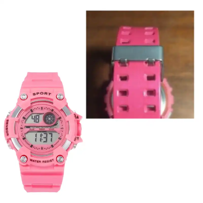ساعت مچی دیجیتال بچگانه مدل تک زمانه کرنومتردار بند سیلیکونی کد 6