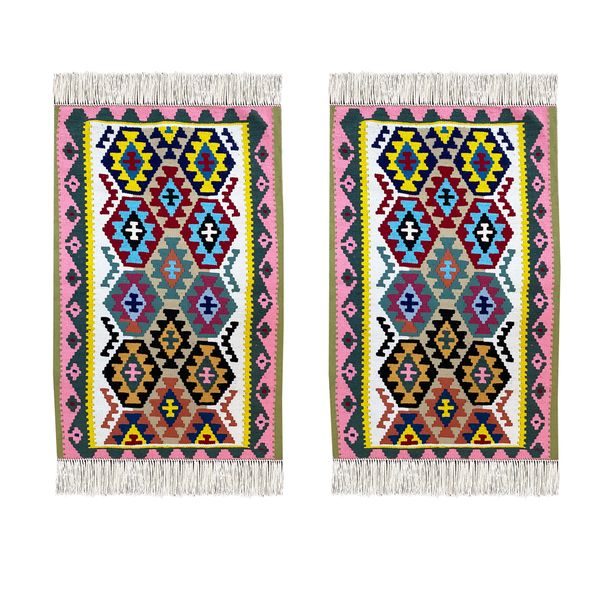 گلیم دستبافت یک متری کد 7887 بسته دو عددی