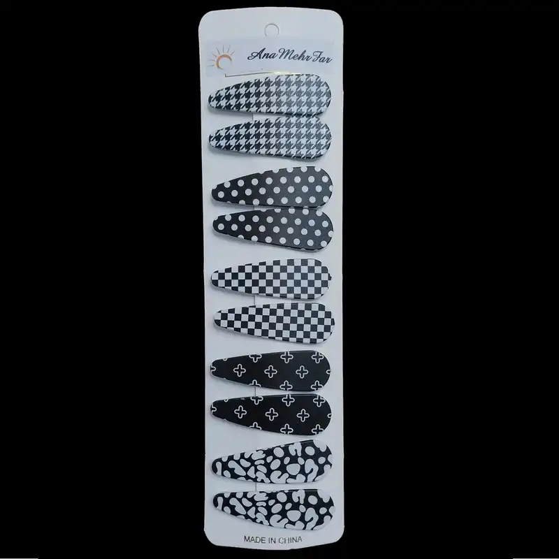 گیره مو زنانه مدل تق تقی اشکی بسته 10 عددی