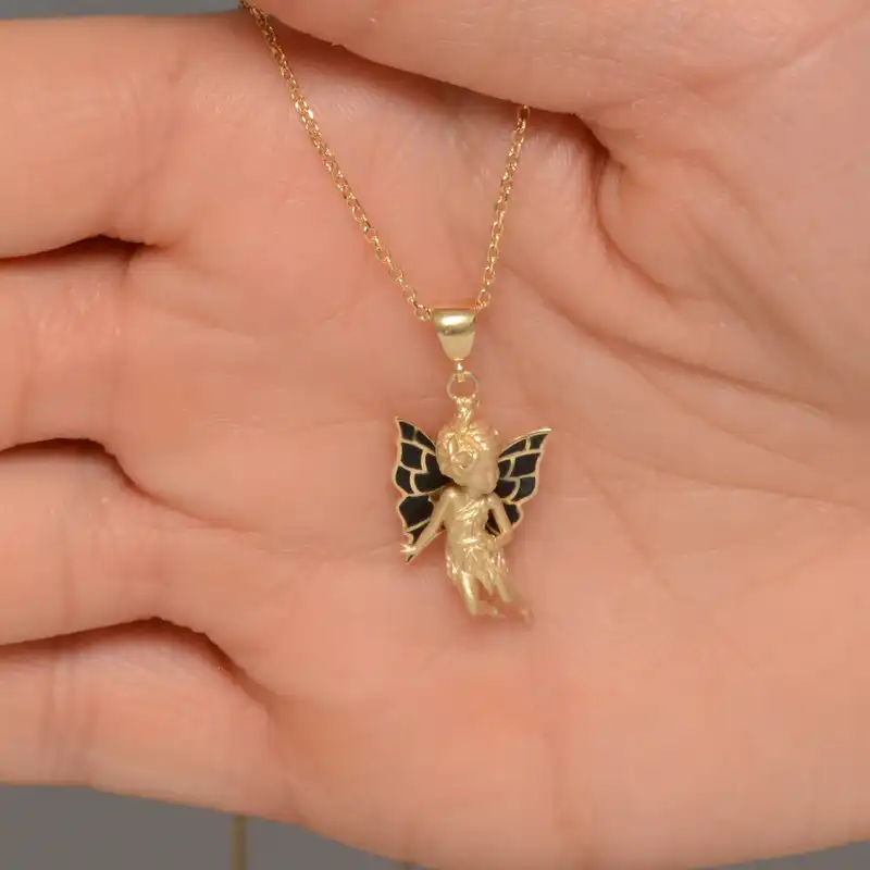 آویز گردنبند طلا 18 عیار زنانه طلای مستجابی مدل فرشته کد 3684