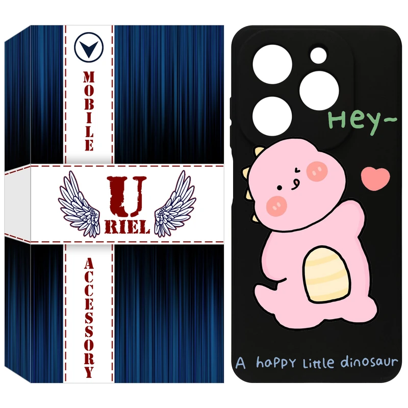 کاور یوریل مدل KSH کد 26 طرح دایناسور صورتی مناسب برای گوشی موبایل تکنو Spark 20 / Spark Go 2024