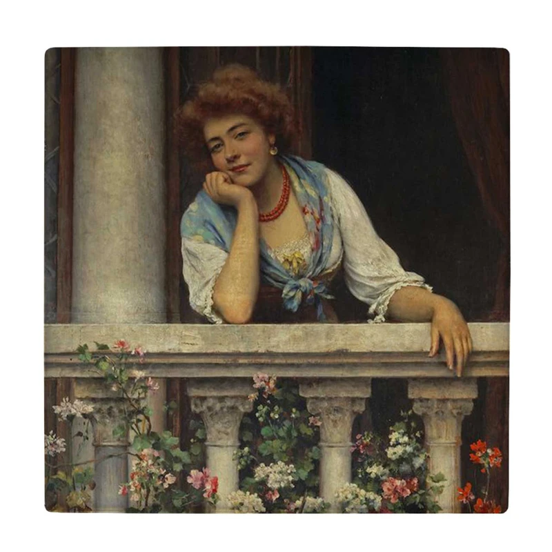  زیر لیوانی  طرح نقاشی بانو در تراس کد    5925286_4612