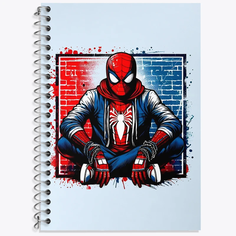 دفتر زبان 50 برگ خندالو مدل سه خط طرح مرد عنکبوتی (Spider Man) کد N5153