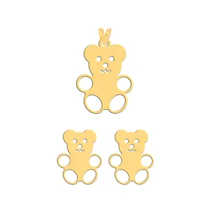 نیم ست طلا 18 عیار زنانه فرشته مدل عروسک خرس   WHSL-000497