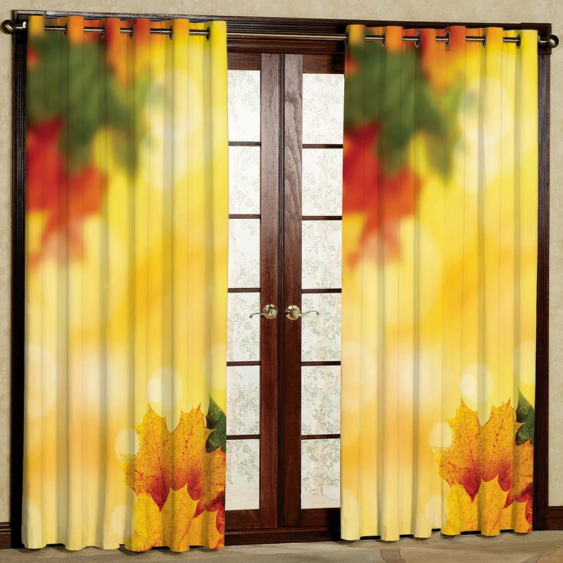 پرده مدل برگ پاییزی مخمل پانچی کد 2201 سایز 200x140 سانتی متر