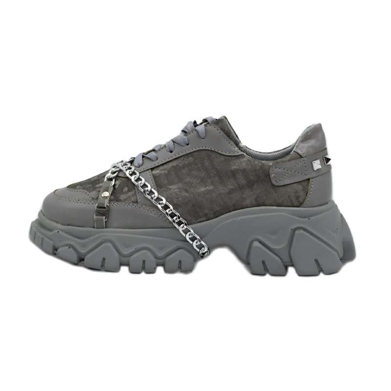 کفش روزمره زنانه مدل زنجیری رنگ طوسی