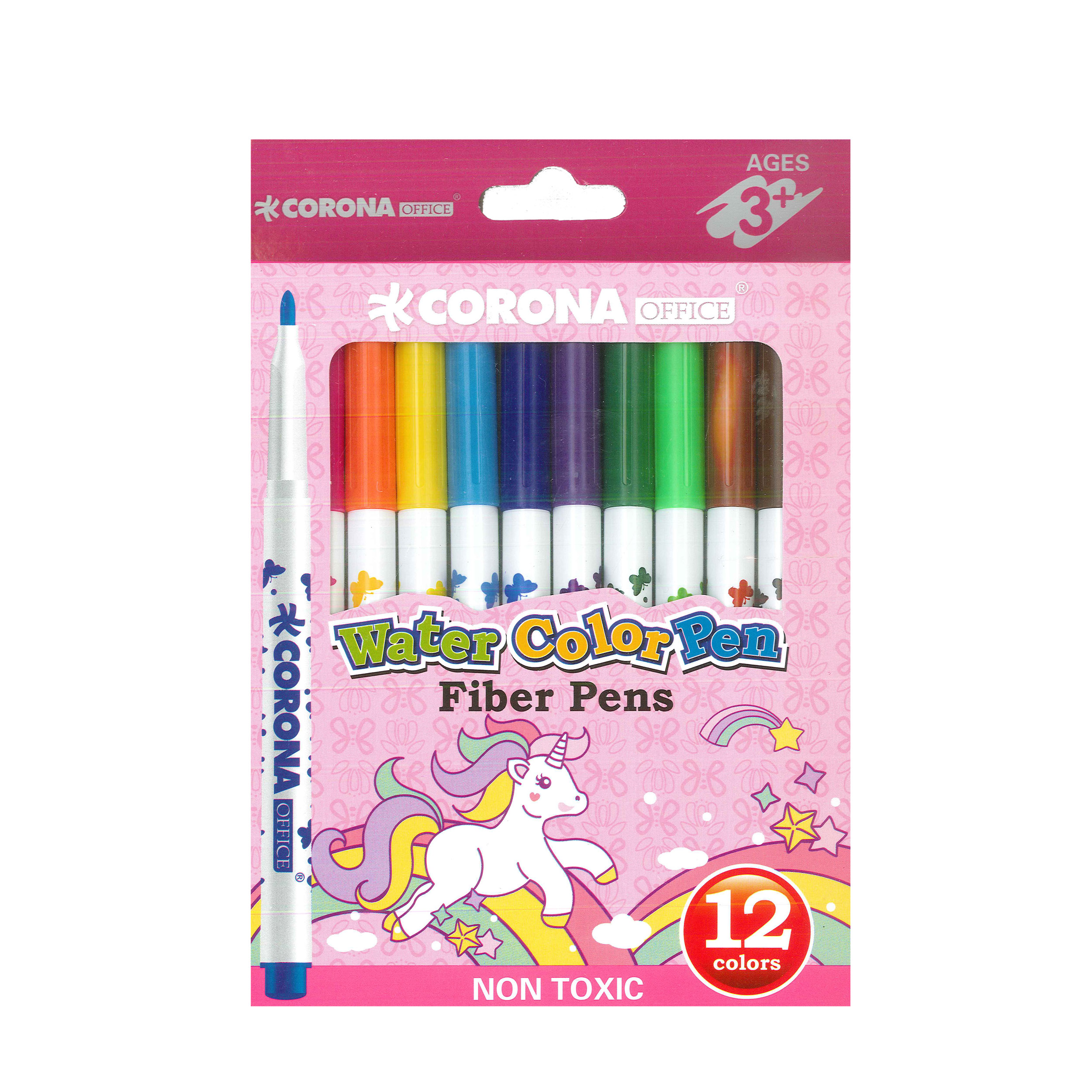 ماژیک رنگ آمیزی 12 رنگ کرونا مدل WATER COLOR PEN کد WH6996-12P