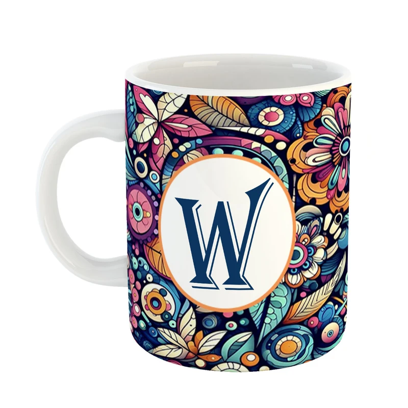 ماگ پادآفرین مدل فانتزی طرح حرف W کد 23