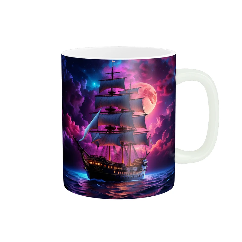 ماگ پاد آفرین طرح کشتی مدل آسمان بنفش کد 1354