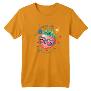 تی شرت آستین کوتاه بچگانه مدل توت فرنگی رنگ پرتقالی