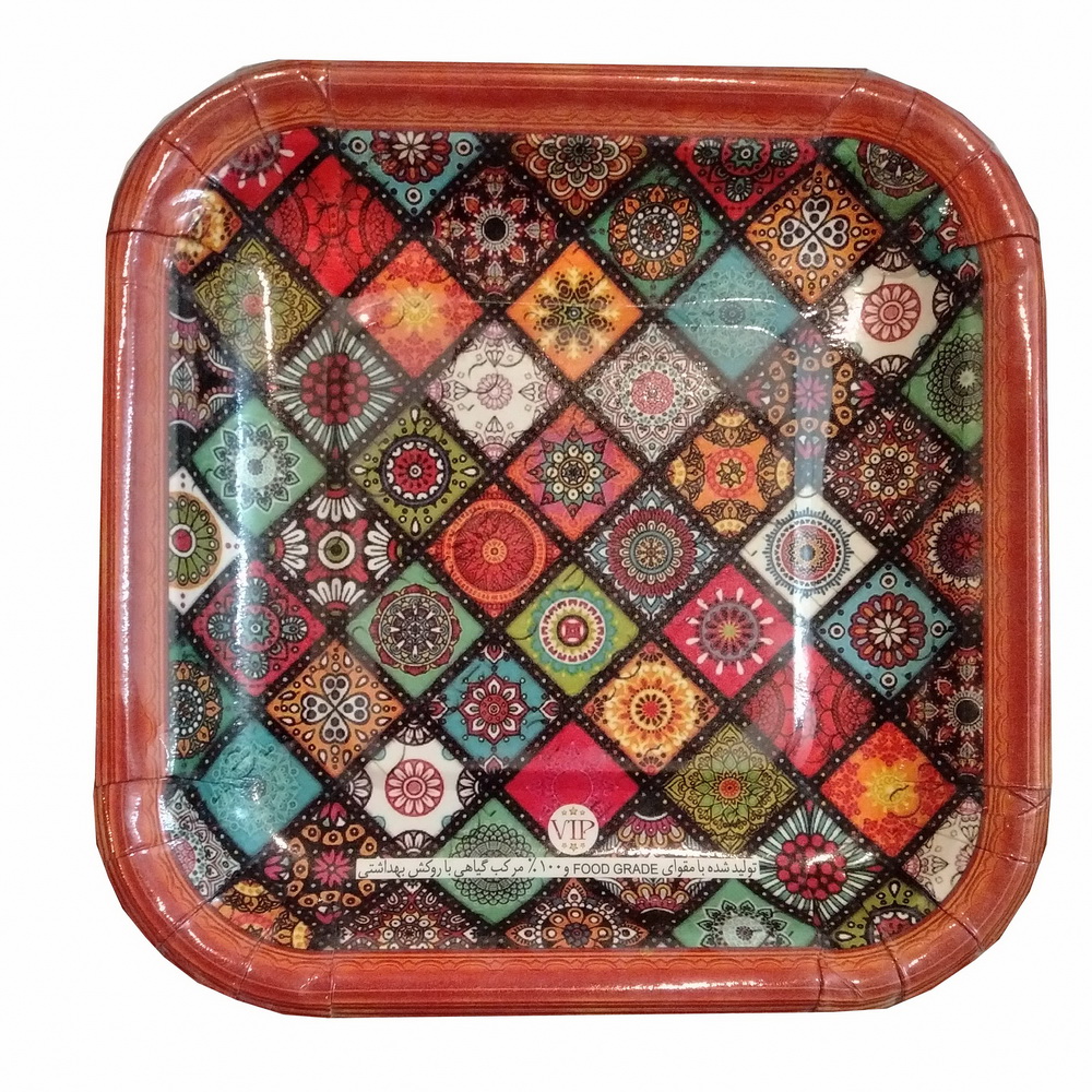 بشقاب یکبار مصرف مدل سنتی کد MFP031 بسته ۶ عددی