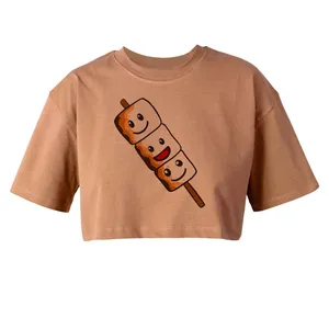 کراپ‌تاپ آستین کوتاه زنانه مدل مارشمالو کد L336 K