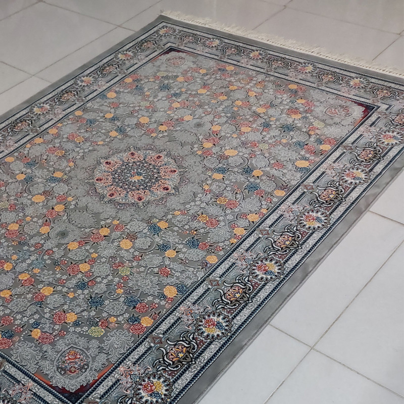  فرش ماشینی آنا مدل 700 شانه طرح ژیلا زمینه فیلی