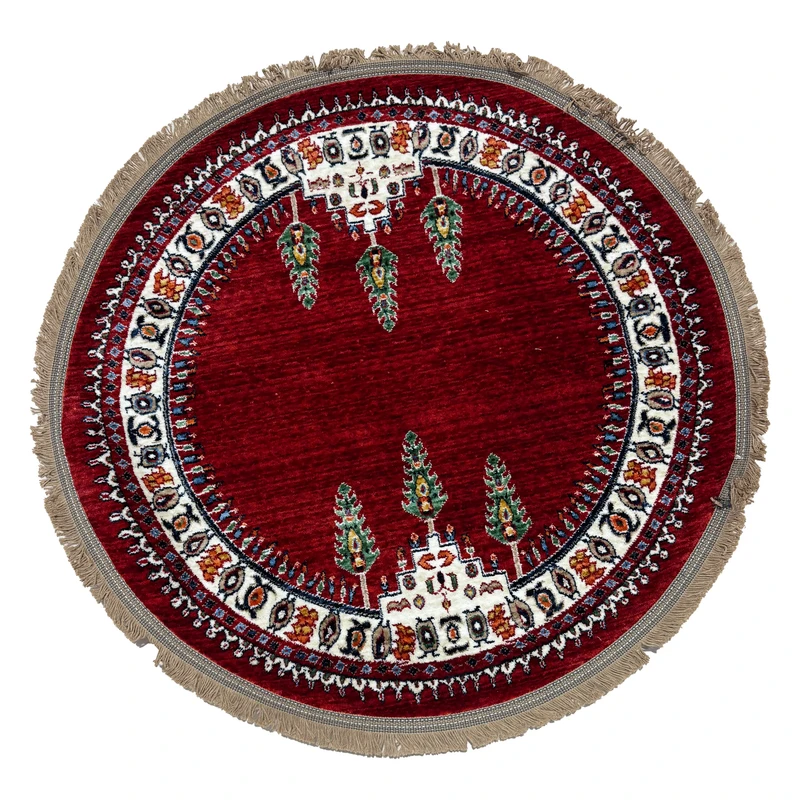 فرش ماشینی 500 شانه زمینه قرمز حاشیه سفید مدل C25