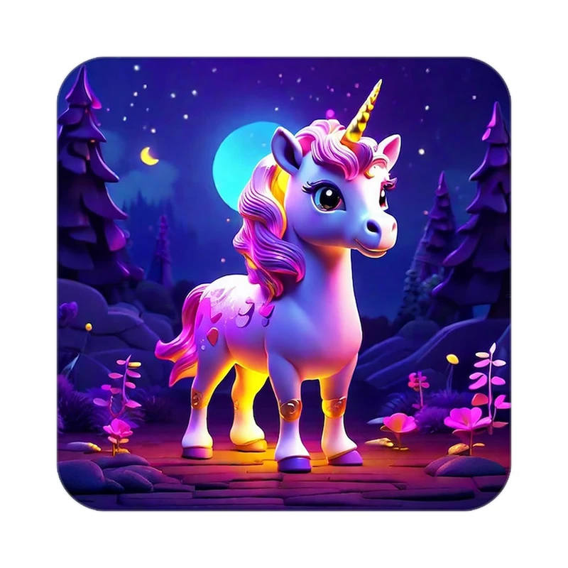 زیر لیوانی کاکتی طرح اسب تک شاخ و یونیکورن مدل mp30691