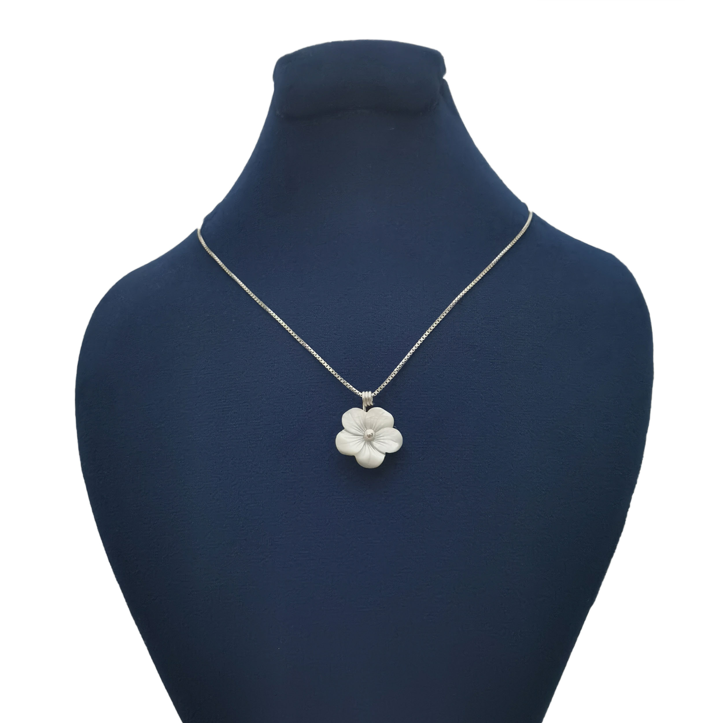 گردنبند نقره زنانه مدل گل صدف Q005