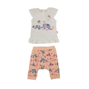 ست بلوز و شلوارک دخترانه مدل گلدوزی فیل