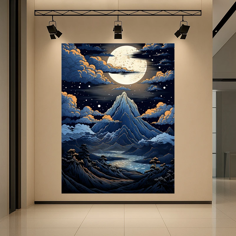 پوستر طرح کوه بلند مدل ماه کامل کد AR3058680