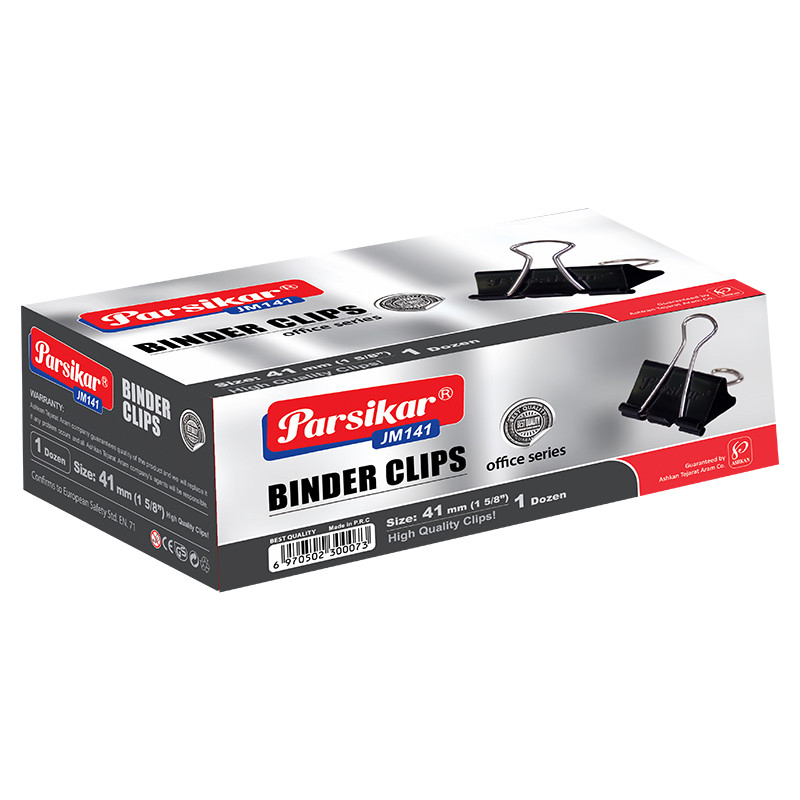 گیره کاغذ پارسیکار مدل JM141 بسته 12 عددی