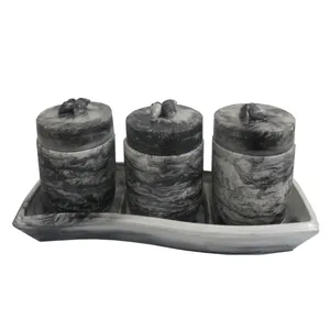 بانکه طرح سنگی مدل استوانه ای کد 5 بسته 3عددی به همراه استند