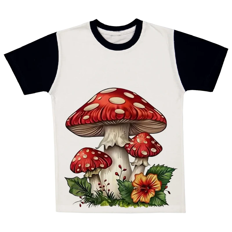 تی شرت آستین کوتاه دخترانه مدل قارچ A23