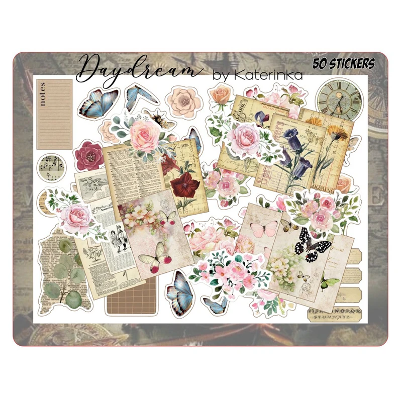 برچسب کاترینکا طرح برش خورده بولت ژورنال و اسکرپ بوک مدل ِDaydream بست 50 عددی