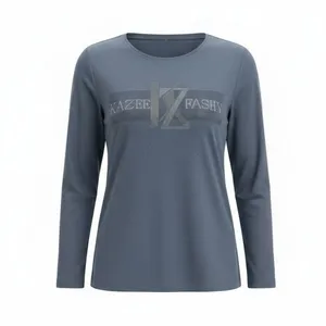 بلوز آستین بلند یقه گرد زنانه مدل موهر نگین دار کد 008