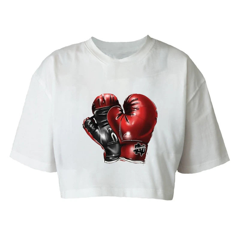 کراپ‌تاپ آستین کوتاه زنانه مدل c478 طرح بوکس