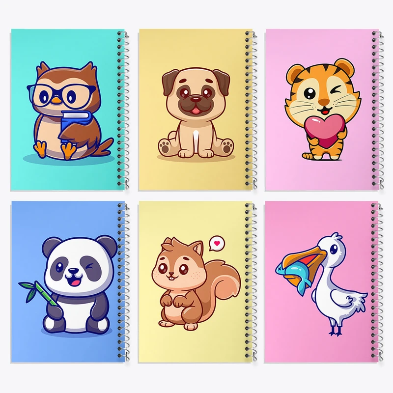 دفتر نقاشی 50 برگ خندالو طرح حیوانات بامزه کد 428 مجموعه 6 عددی