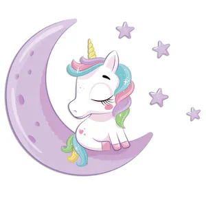 استیکر چوبی کودک جیک جیک مدل ماه و پونی کوچولو کد  T18