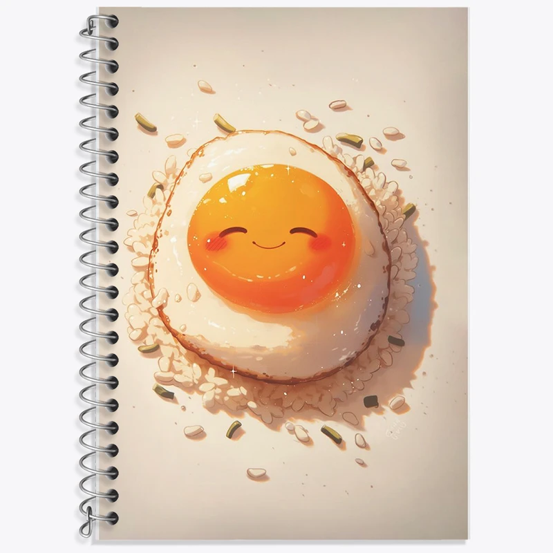 دفتر زبان 50 برگ خندالو مدل دو خط طرح تخم مرغ کیوت کد N3818