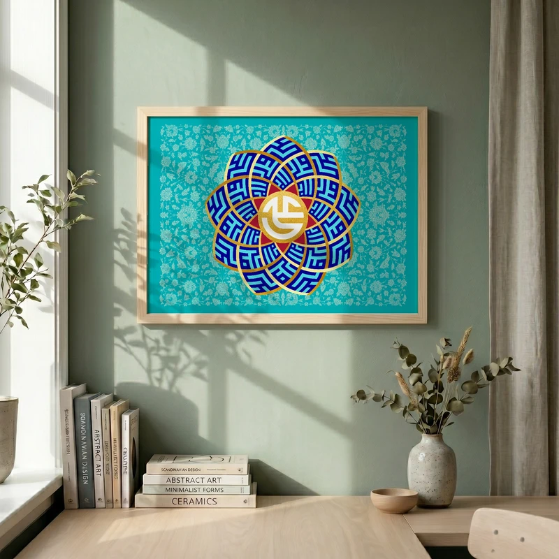 تابلو طرح علی ولی الله مدل G14474 فریم کرم روشن