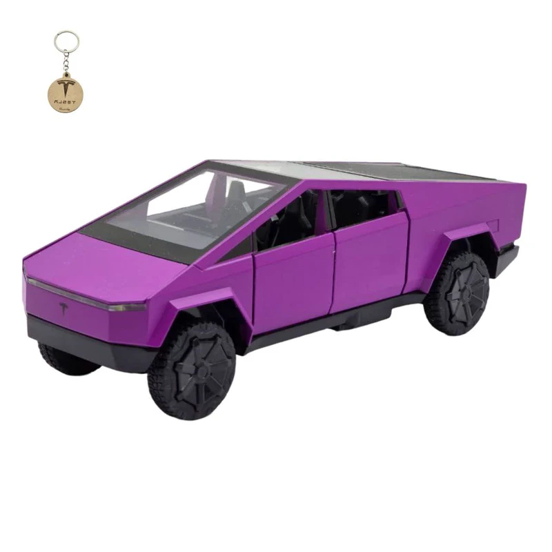 ماکت ماشین ناب سل مدل تسلا فلزی موزیکال چراغدار TESLA CYBERTRUCK به همراه جاسوییچی 