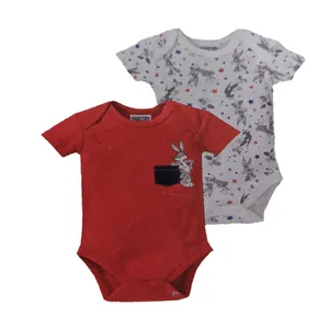 بادی آستین کوتاه نوزادی لونی تونز مدل 5893 مجموعه دو عددی