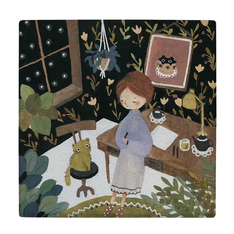 زیر لیوانی  طرح دختر و گربه کد    6086989_5157