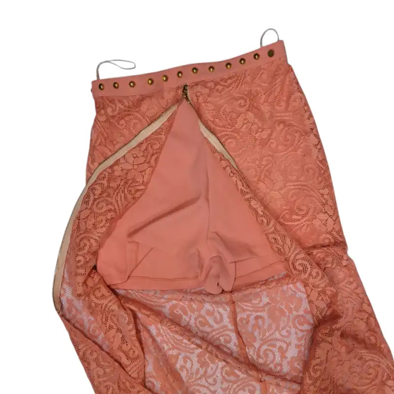 دامن نیم کلوش زنانه مدل جلو زیپ کد 10372 رنگ گلبهی