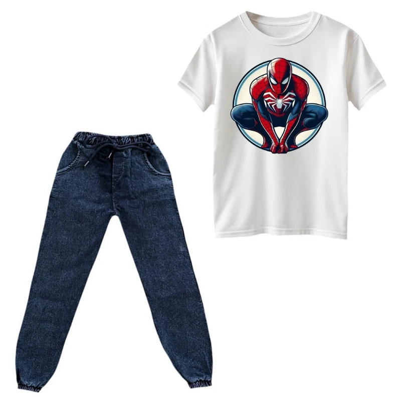 ست تی‌شرت و شلوار دخترانه مدل مرد عنکبوتی