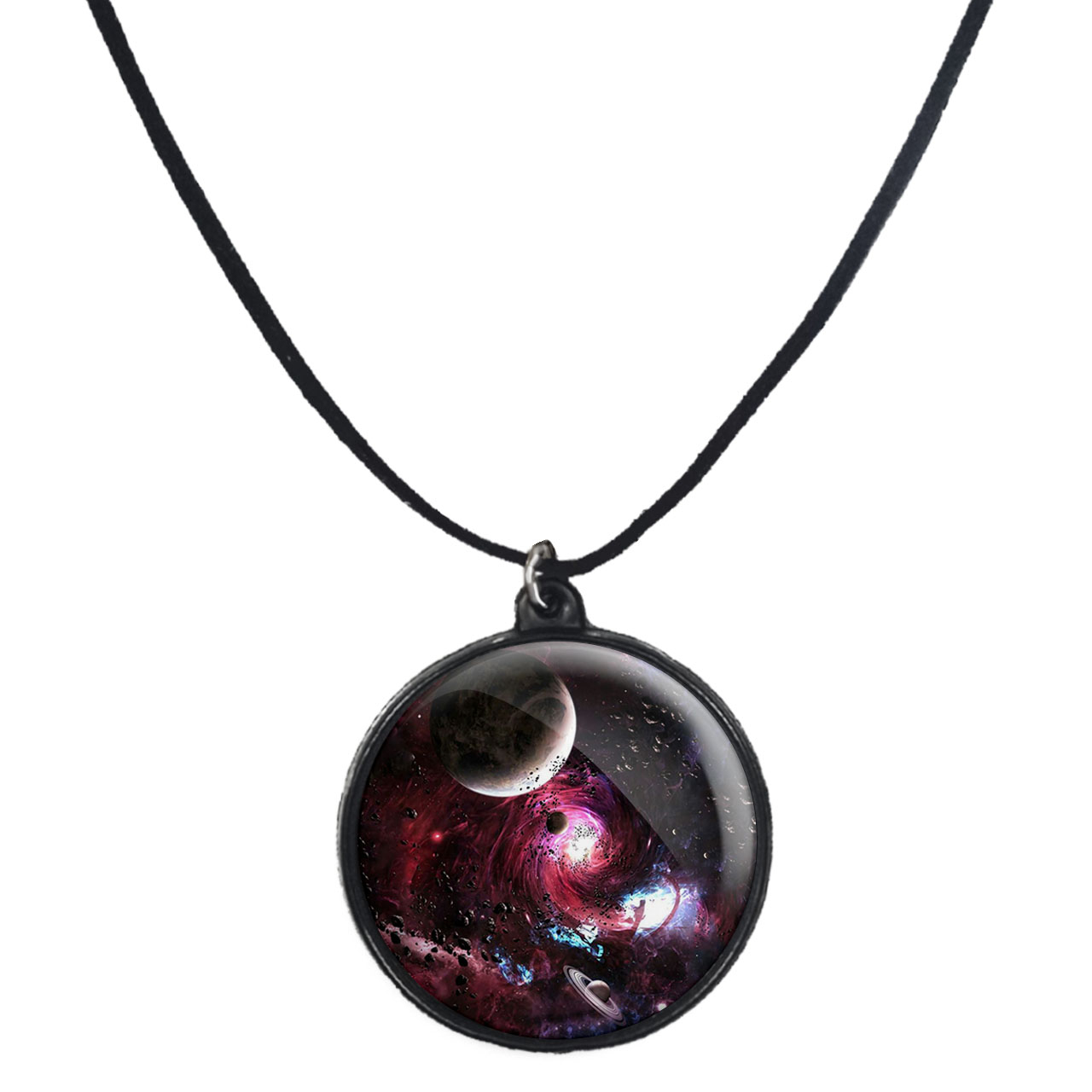 گردنبند پرمانه طرح سیاره ها کد pmb.25120 مدل دو طرفه