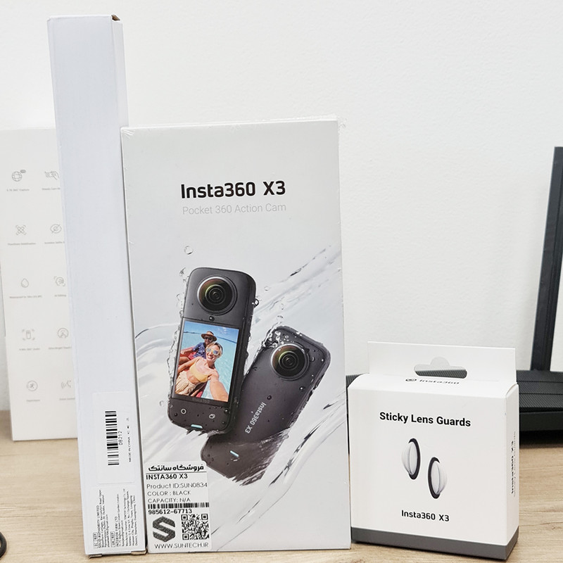 دوربین فیلم برداری اینستا 360 مدل One X3 همراه با محافظ لنز و مونوپاد