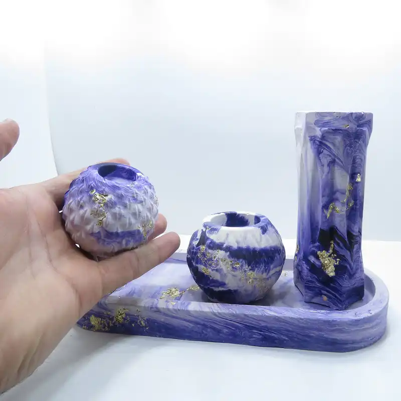 ست 4 تکه جاشمعی و گلدان کد 277