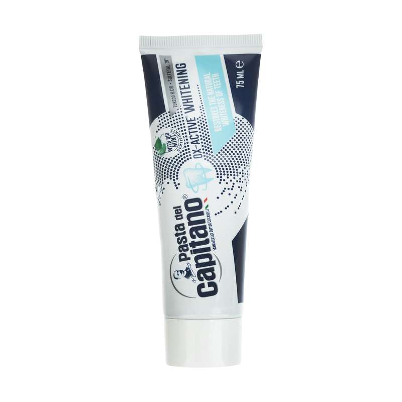 خمیردندان سفید کننده پاستا دل کاپیتانو مدل OX-active Whitening حجم 75 میلی لیتر خمیردندان سفید کننده پاستا دل کاپیتانو مدل OX-active Whitening حجم 75 میلی لیتر
